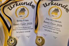 Siegerurkundenn für Britta Fries und Zita Munderloh BaWü Open 2025 Linedance
