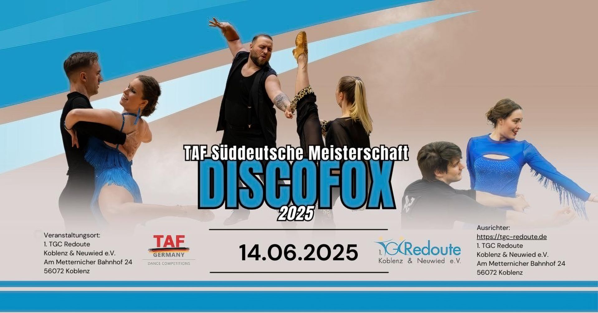 Banner für die TAF Süddeutsche Meisterschaft Discofox 2025